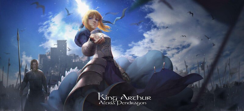 Blonde Knight in Armor — Blue, Dramatic, Afternoon