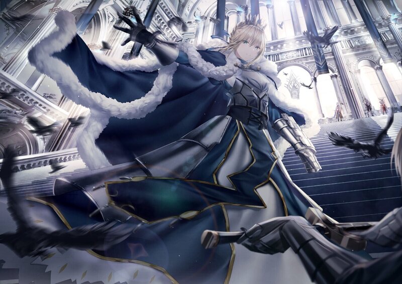 Blonde Knight in Armor — Blue, Dramatic, Anime, Castle