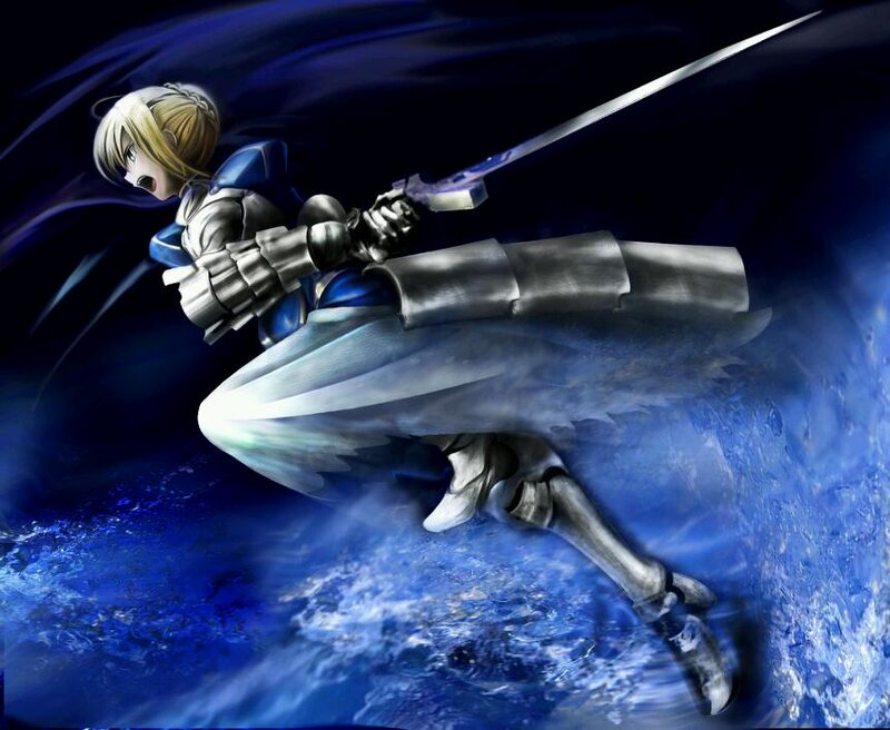 Blonde Knight in Armor — Blue, Dramatic, Anime