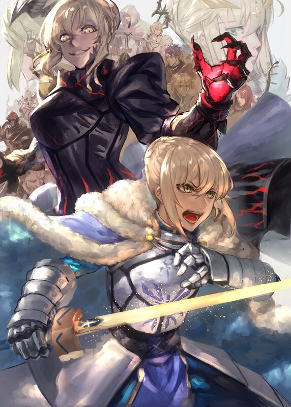 Blonde Knight in Armor — Blue, Dramatic, Digital Art, Sword, Armored Character