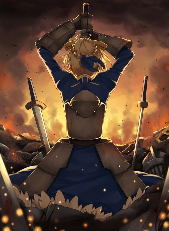 Blonde Knight in Armor — Blue, Dramatic, Sunset