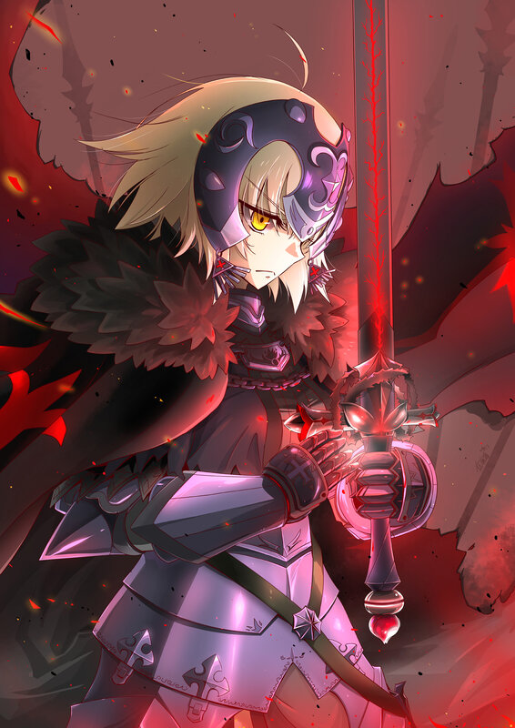 Blonde Knight in Armor — Red, Dramatic
