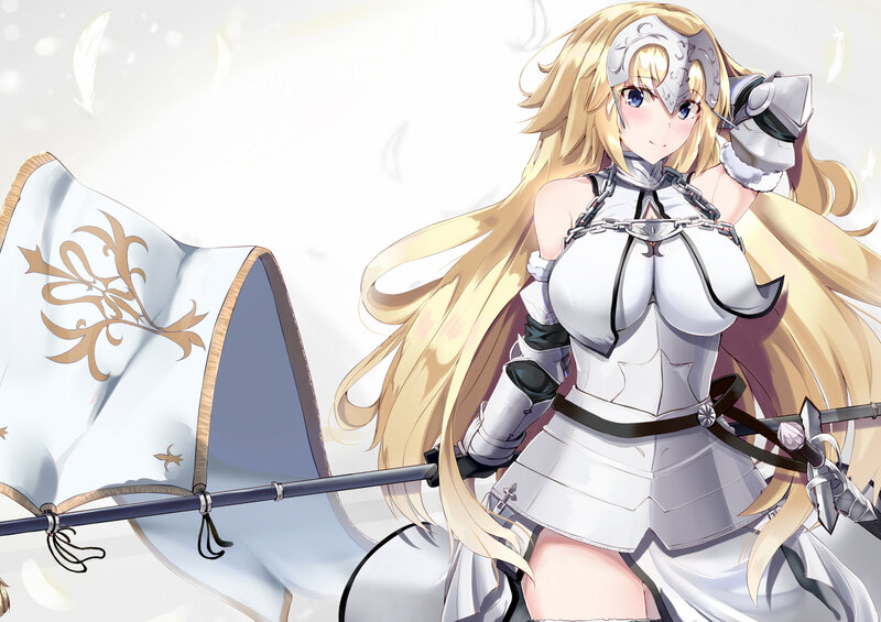 Blonde Knight with Flag — White
