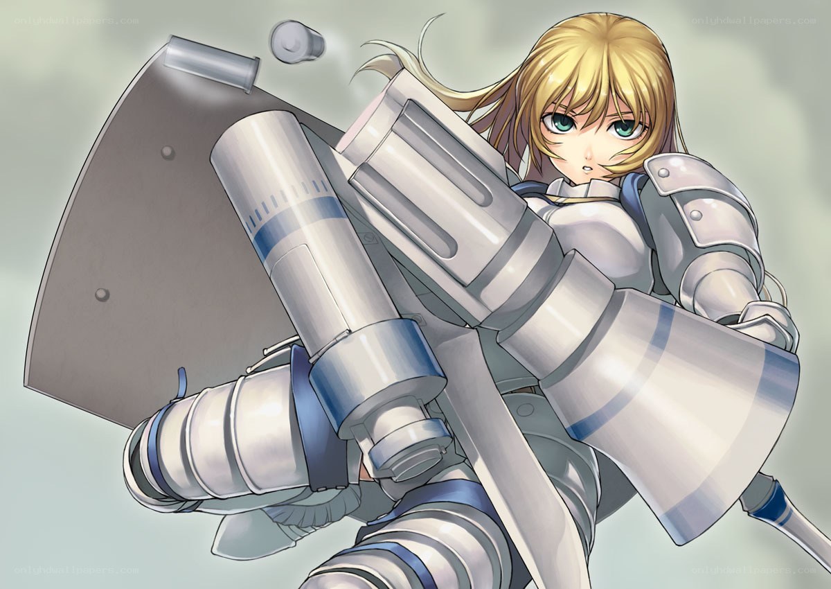blonde knight with large weapon