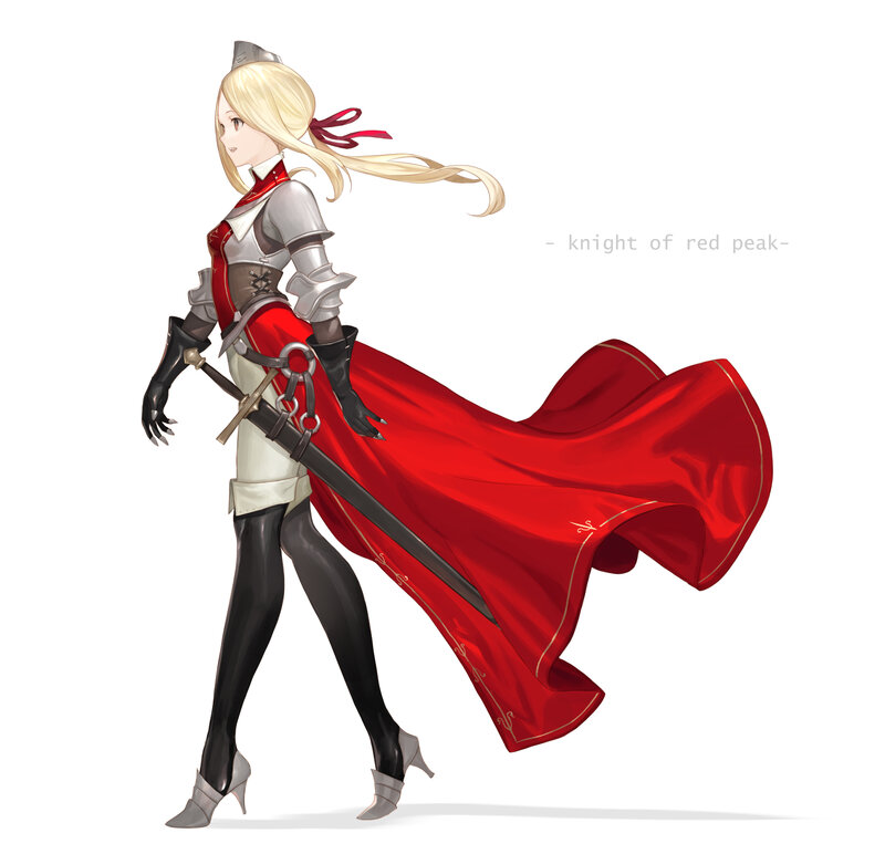 Blonde Knight with Red Cape