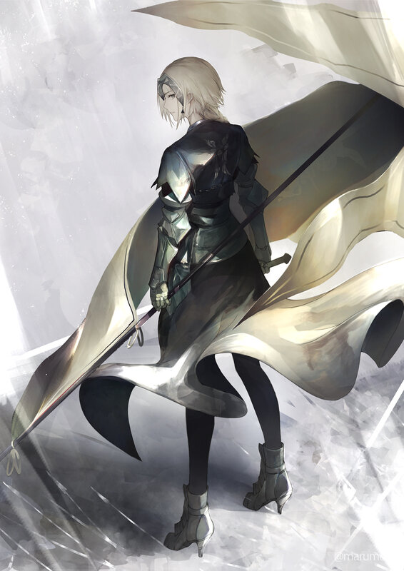 Blonde Knight with Spear — White