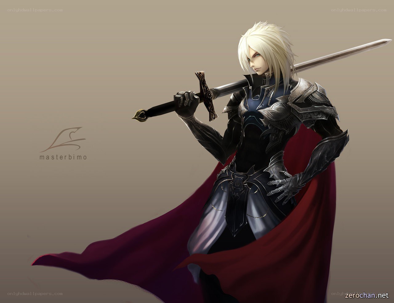 blonde knight with sword