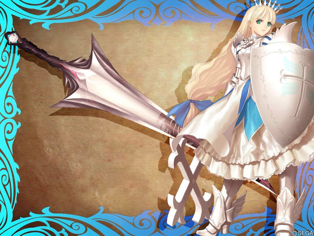 Blonde knight with sword and shield