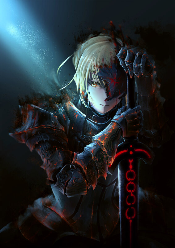Blonde Knight with Sword — Black