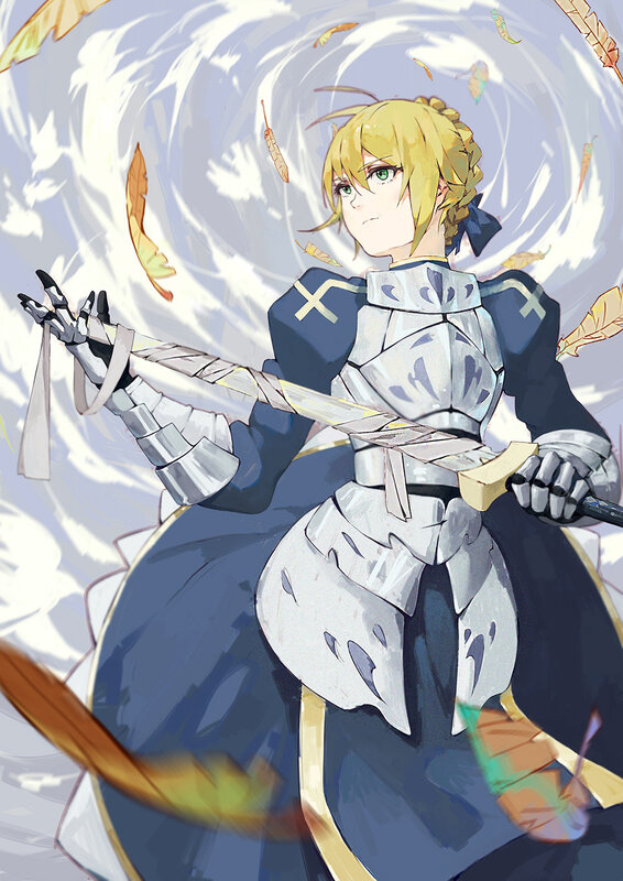 Blonde Knight with Sword — Blue, Dramatic, Autumn