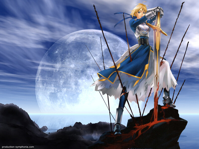 Blonde Knight with Sword — Blue, Dramatic, Night