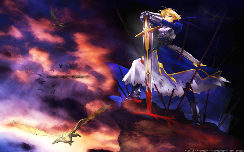 Blonde Knight with Sword — Blue, Dramatic, Sunset