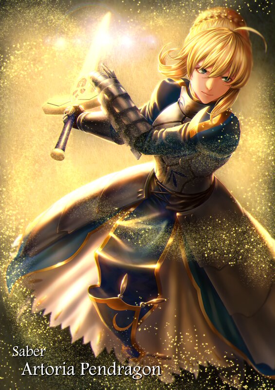 Blonde Knight with Sword — Gold, Dramatic