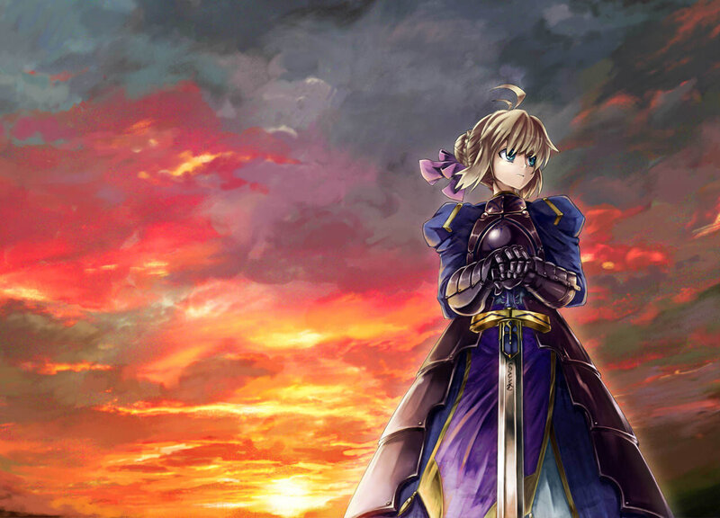 Blonde Knight with Sword — Red, Dramatic