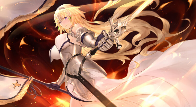 Blonde Knight with Sword — White, Dramatic, Anime