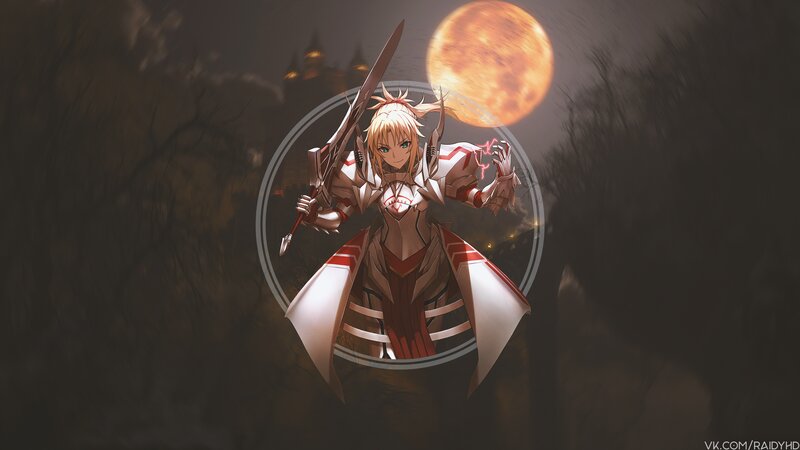 Blonde Knight with Sword — White, Dramatic, Night, Anime