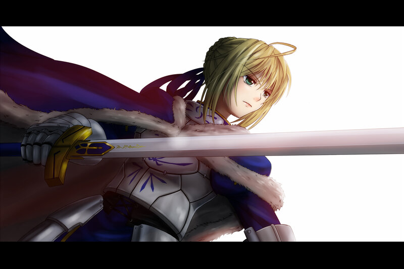 Blonde Knight with Sword — White, Dramatic