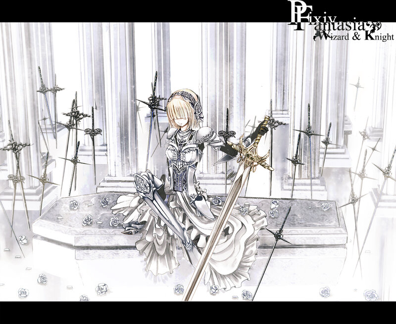 Blonde Knight with Sword — White