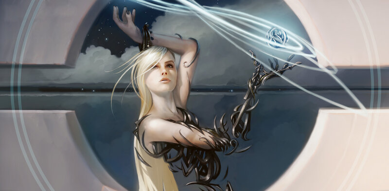Blonde mage casting spell