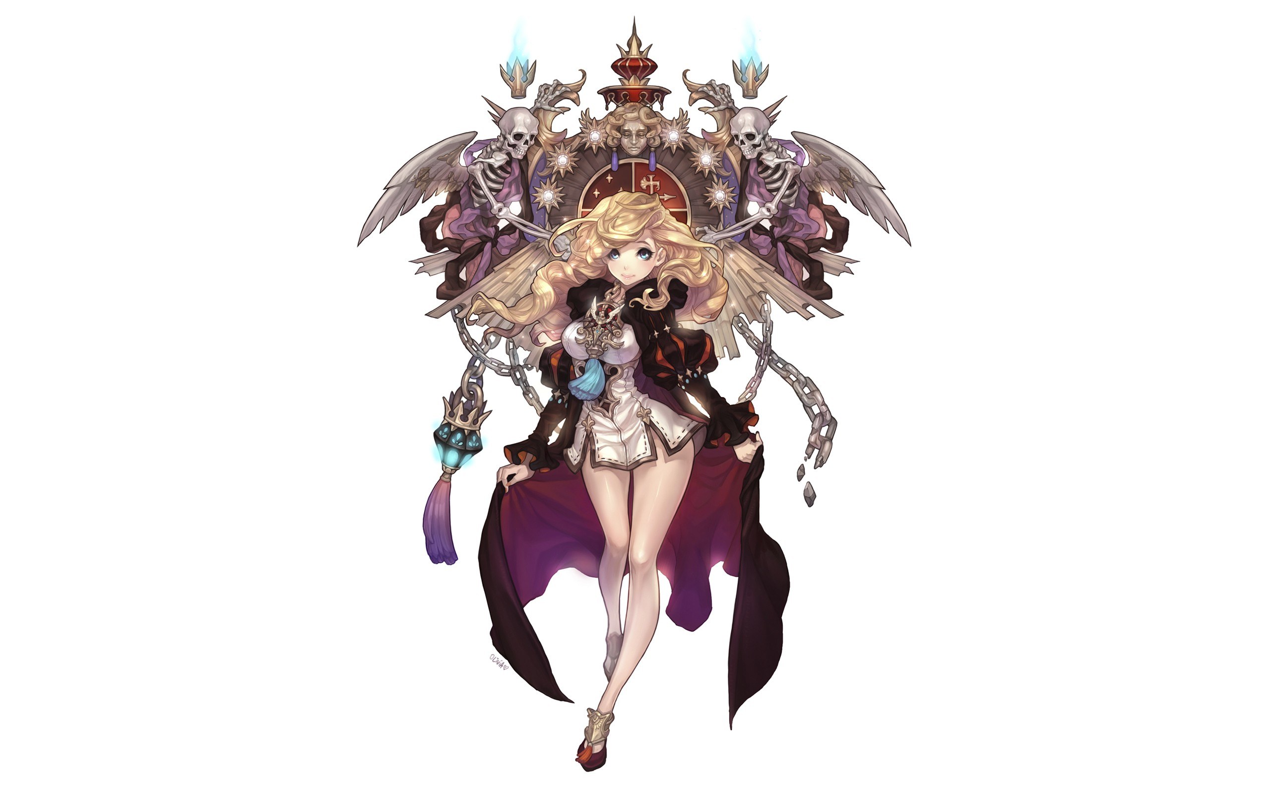 Blonde mage with skeletal wings