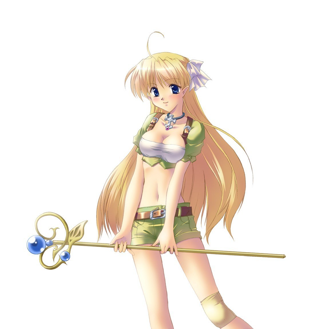 blonde mage with staff
