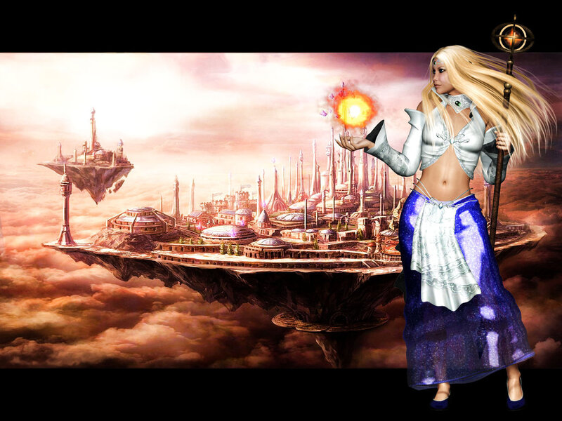 Blonde Mage with Staff — Purple