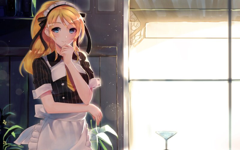 Blonde Maid Anime Girl — Yellow