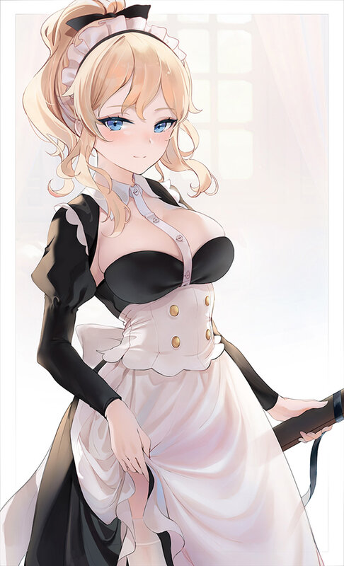 Blonde Maid Character — White, Calm