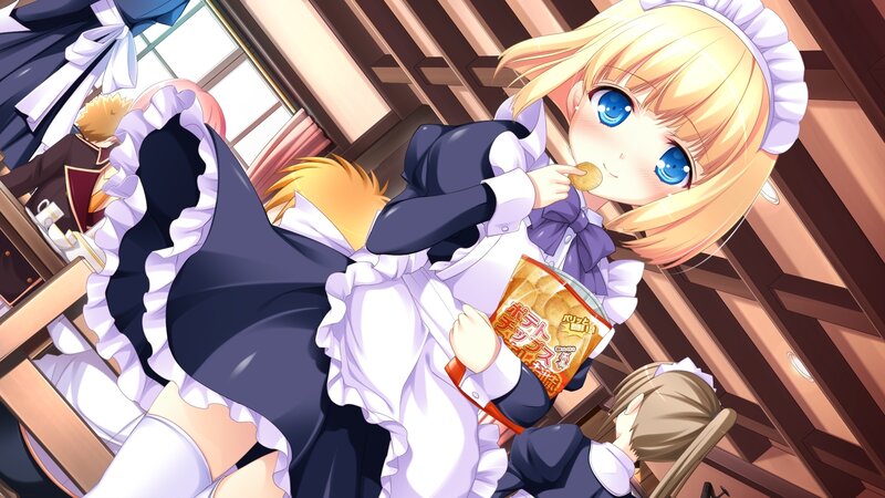 Blonde Maid Eating Snack