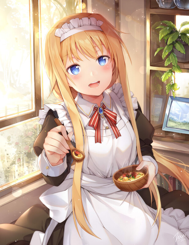 Blonde Maid Eating Soup
