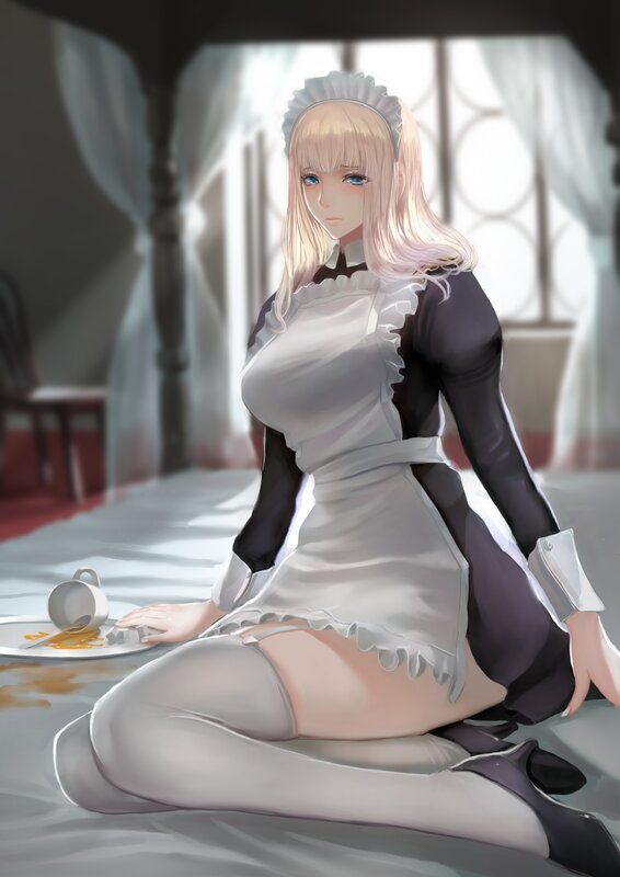 Blonde Maid Kneeling