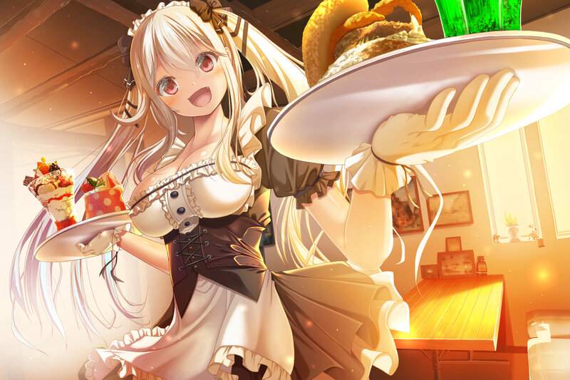 Blonde Maid Serving Food