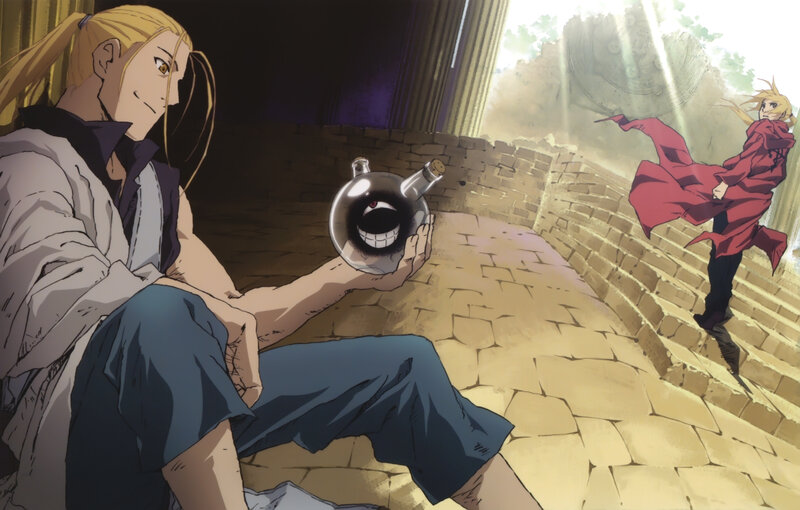 Blonde Man Holding Flask