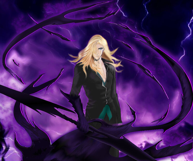 Blonde Man in Black Coat — Purple