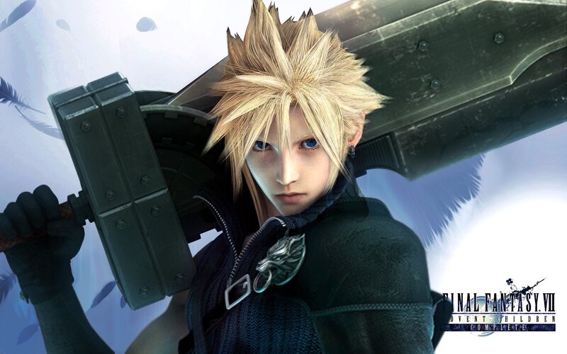 Blonde Man with Large Sword — Blue