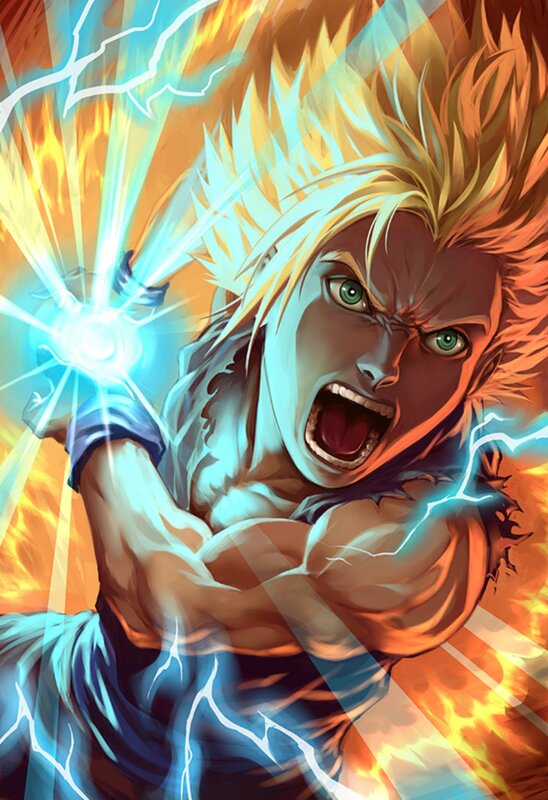 Blonde Man with Lightning — Blue