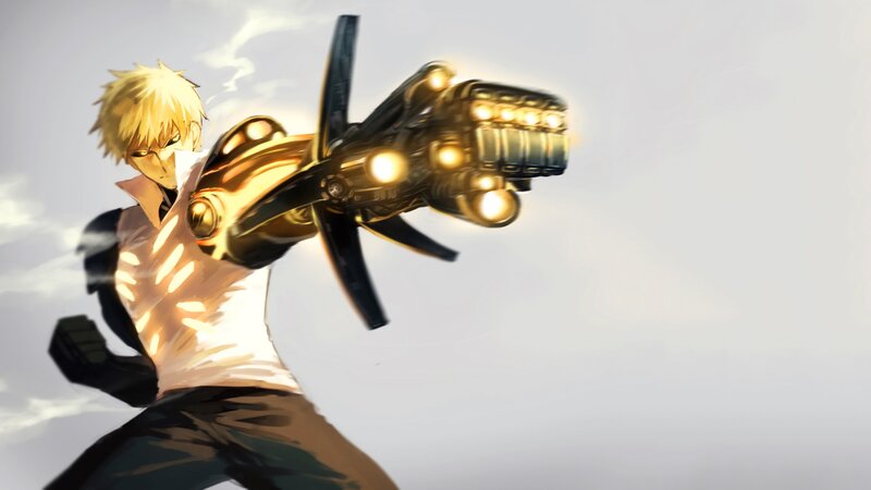 Blonde Man with Mechanical Arm — White