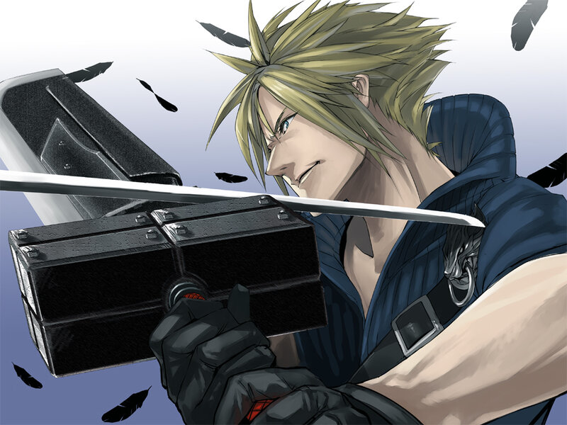 Blonde Man with Sword — Blue