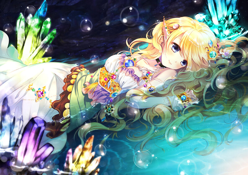 Blonde Mermaid in Water — Blue