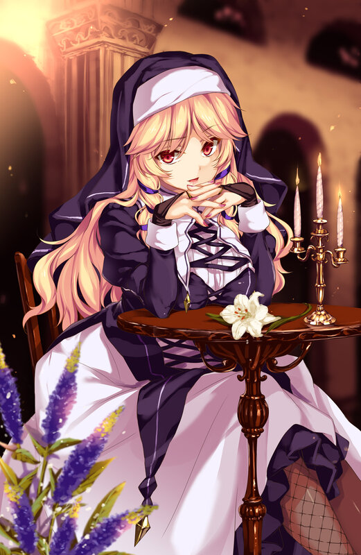Blonde Nun Character — Purple