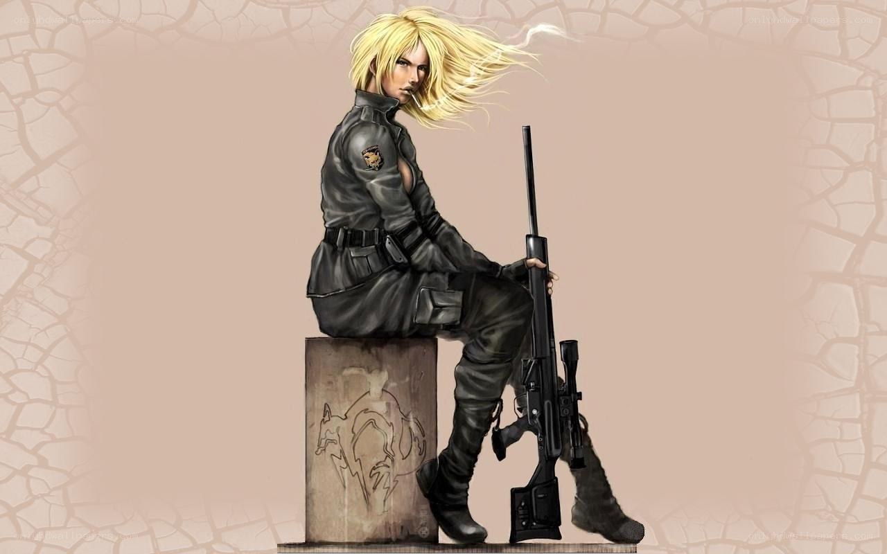 blonde soldier with rifle