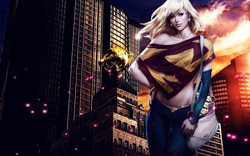 Blonde Superhero Woman — Blue