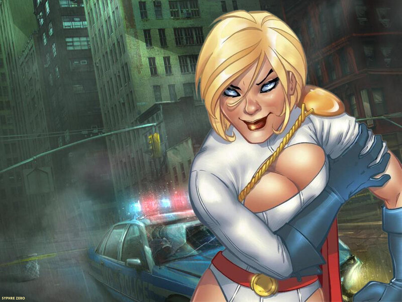 Blonde Superhero Woman — White, Dramatic