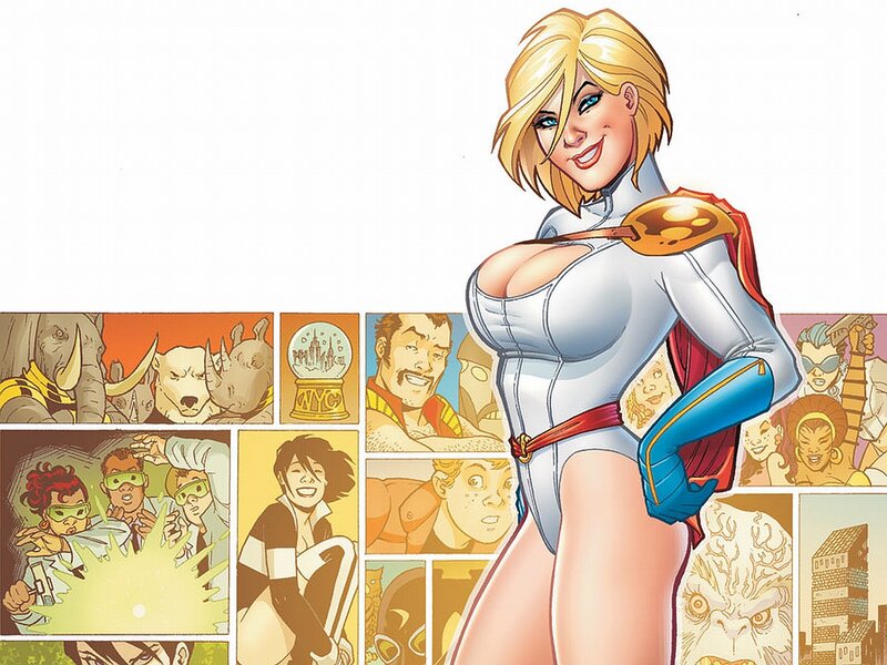 Blonde Superhero Woman — White