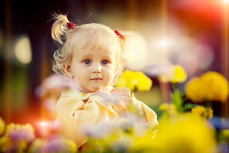 Blonde Toddler Girl — Yellow