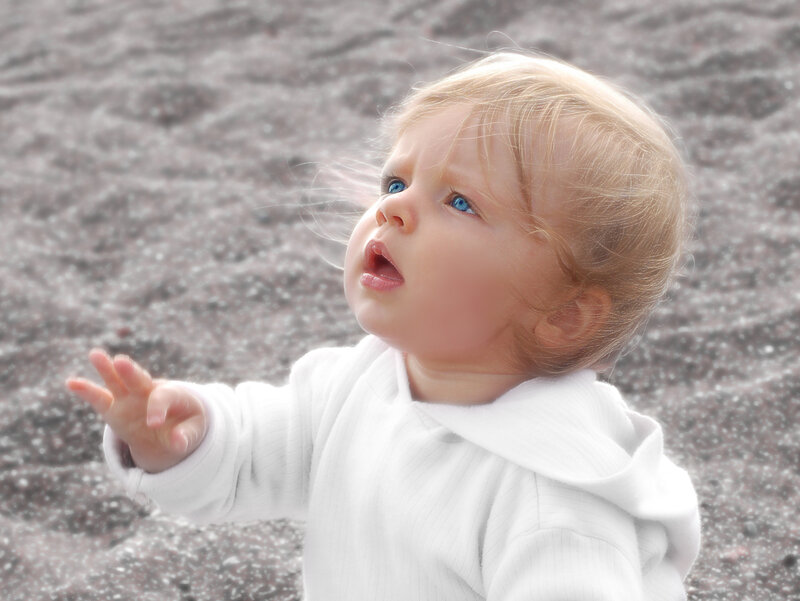 Blonde Toddler in White