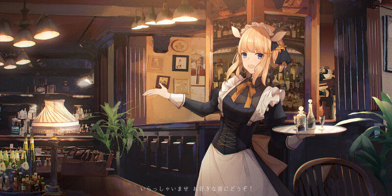 Blonde Waitress in Bar