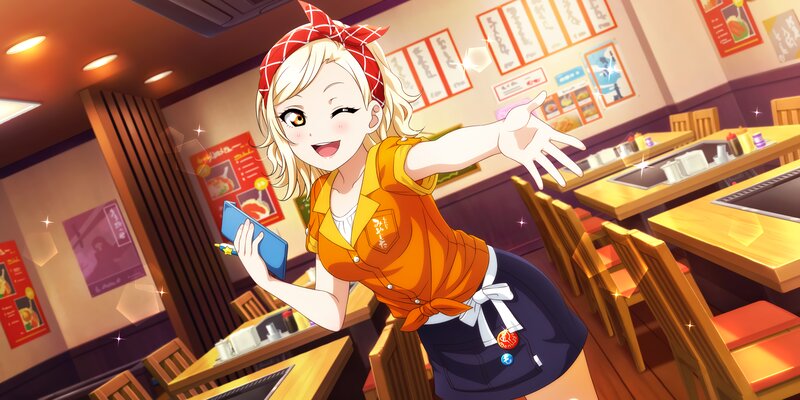 Blonde Waitress in Restaurant