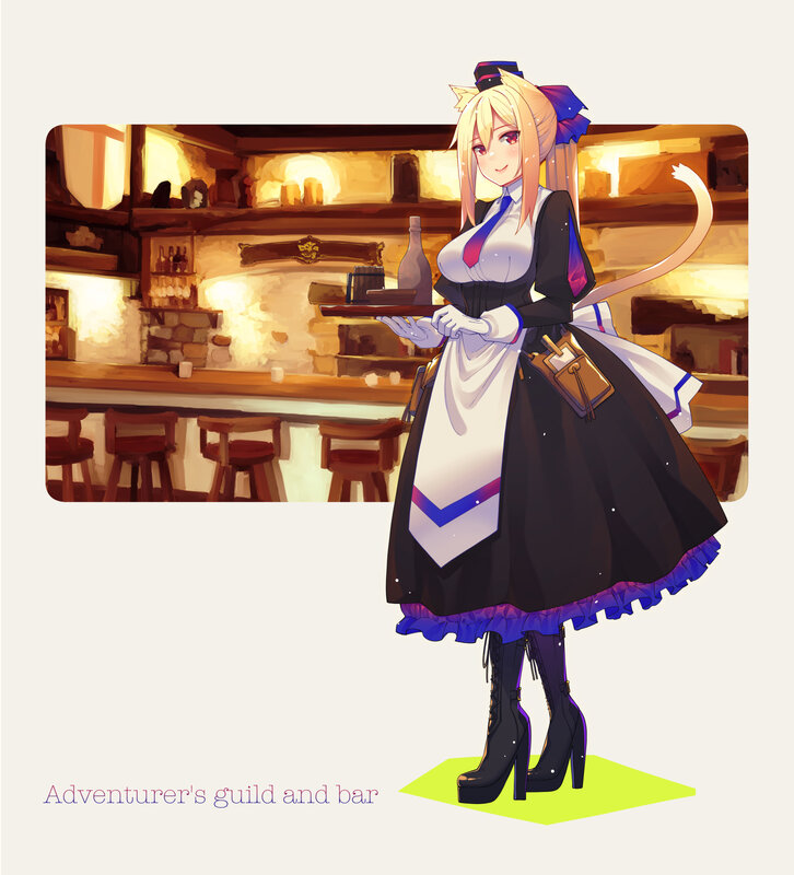 Blonde Waitress with Tail