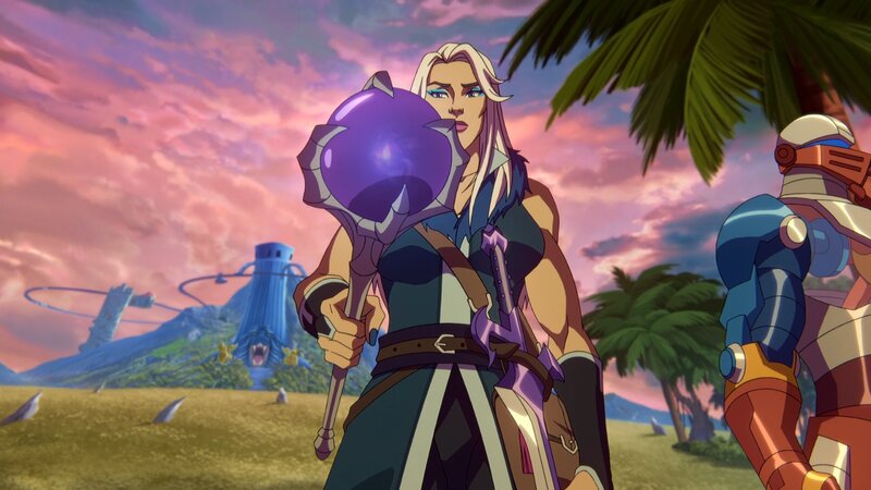 Blonde Warrior Holding Staff